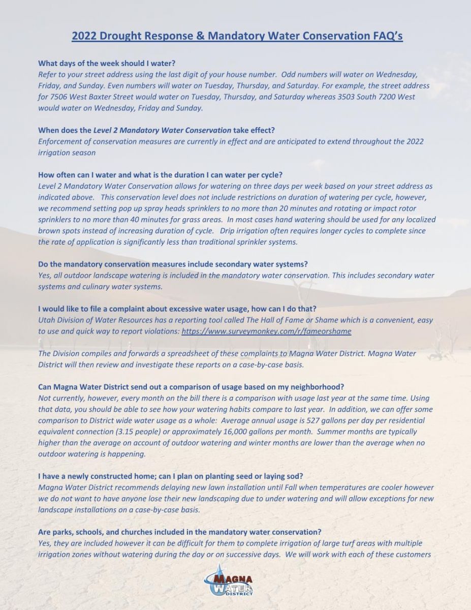 FINAL_2022 Drought Response & Mandatory Water Conservation FAQ's Page 001